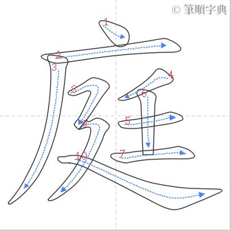 庭 筆劃|庭的筆順 國字「庭」筆畫